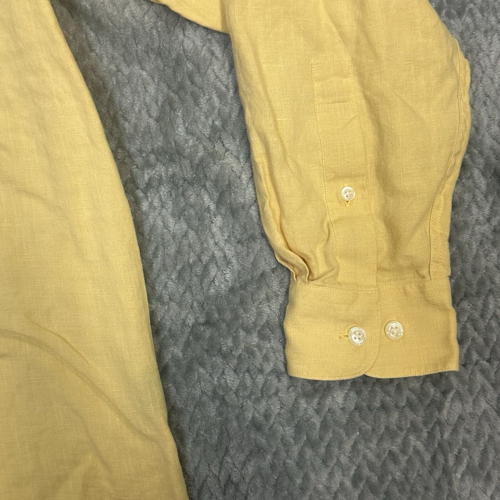 Johnny Walker Mens M 100% Linen Long‎ Sleeve Shirt Button Down Yellow Easter - Picture 4 of 9